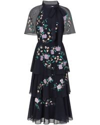 Frock and Frill - Diantha Floral Embroidered Tiered Midi Dress - Lyst