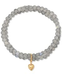Heather Hawkins Jewelry - Puff Heart Charm Three Strand Gemstone Stretch Bracelet - Lyst