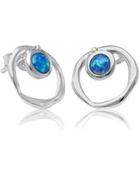 Isla Silver - Vibrant Opal Stud Earrings - Lyst