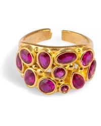 Ebru Jewelry - Teardrop Ruby Stone & Adjustable Statement Ring - Lyst