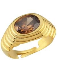 LINYA JEWELLERY - Lyra Oval Crystal Stone Little Finger Knight Ring - Lyst