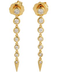 Artisan - 18k Yellow Gold With Bezel Set Diamond In Beautiful Spike Dangle Earrings - Lyst