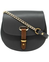 N'damus London - Mini Victoria Full Grain Leather Crossbody Saddle Bag With Chain - Lyst