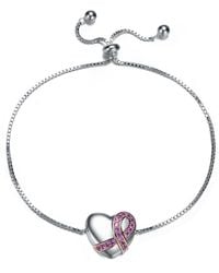 Genevive Jewelry - Rachel Glauber Teens-Young Adults Plated With Infinity Ribbon On Heart Adjustable Bracelet - Lyst