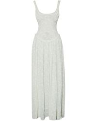 Miss Circle New York - Ulissa Light Square Neck Jacquard Textured High Slit Maxi Dress - Lyst