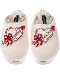Laines London - Neutrals Flatform Cloud Slippers With Fucking Fabulous Hearts Brooches - Lyst