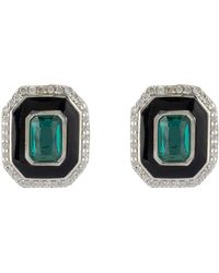 LÁTELITA London - Art Deco Emerald And Enamel Stud Earrings Silver - Lyst