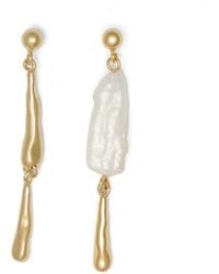 Shabella Nyc - Asymmetrical Pearls Drop Earrings - Lyst