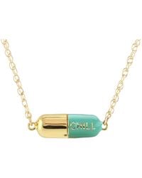 Kris Nations - Big Chill Pill Chain Necklace Turquoise & Gold Filled - Lyst