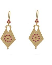 Ebru Jewelry - Vintage Style & Ruby Design Dangle Earrings - Lyst