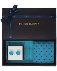 Peper Harow - Made in England - Azure Pin Polka Socks & Cufflink Gift Box - Lyst