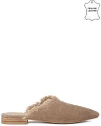 Rag & Co - Neutrals Molly Frayed Leather Mules - Lyst
