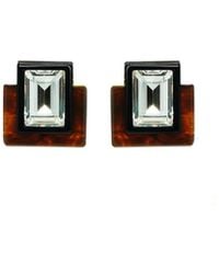 Gissa Bicalho - Handmade Acrylic Earring S Deco Rectangular Cut-Off Stone Caramel Granite - Lyst