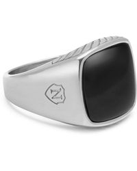 Nialaya - Gentlemen's Signet Ring With Onyx - Lyst