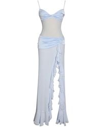 Miss Circle New York - Lacy Ruched Breast High Slit Chiffon Dress - Lyst