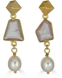 Loni Paul Jewelry - Rose Quartz & Pearl Earrings - Lyst
