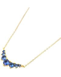 Harfi - Graduated Round Sapphire Stones Plated Necklace - Lyst