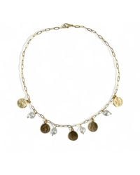 By Virgo - Selene-Plated Pearl Coin Necklace - Lyst