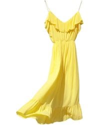 2KStyle - Amalia Ruffle Spaghetti Straps Viscose Midi Dress - Lyst
