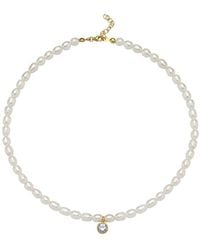 LINYA JEWELLERY - Cosmic Big Pearl Zodiac Necklace Lilac Birthtone - Lyst