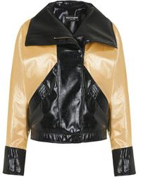 Nocturne - Wide Collar Patent Faux Leather Jacket - Lyst