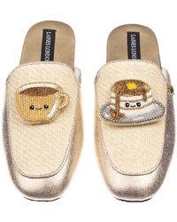 Laines London - Neutrals Classic Mules With Laines Lovables Coffee & Pancakes Brooches - Lyst
