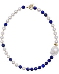 Farra - Freshwater Pearls & Lapis Lazuli Unique Short Necklace - Lyst