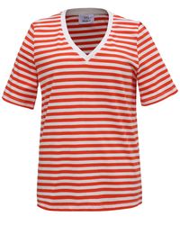 Smart and Joy - V Neck Stripes Cotton T-Shirt - Lyst