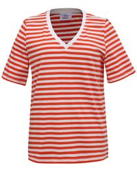 Smart and Joy - V Neck Stripes Cotton T-Shirt - Lyst
