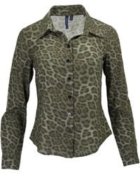 lords of harlech - Sutton Leopard Sage Stretch Silk Long-Sleeve Shirt - Lyst