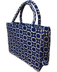 Berber Leather - Moroccan Geometric Print Fabric Tote Bag - Lyst