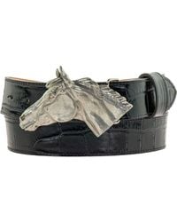 Peachy Belts Ltd - Horse Head On Croc Print Leather Belt - Lyst