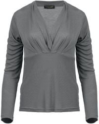 Conquista - Soft Ribbed Viscose Jersey Top – V-Neck, Long Sleeve - Lyst