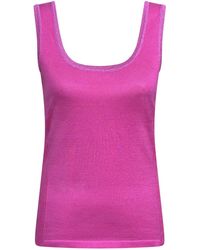 Perlavera - Pompon Hot Knitted Singlet With Side Ribs - Lyst