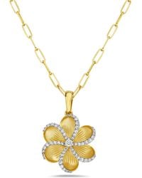 Artisan - Natural Diamond Flower Designer Gold Necklace Handmade Jewelry - Lyst