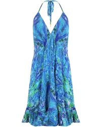 Sophia Alexia - Turquoise Glow Silk Mini Ibiza Dress - Lyst