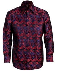 DAVID WEJ - Kensington Paisley Jacquard Shirt – Wine - Lyst