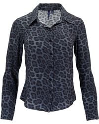 lords of harlech - Sutton Leopard Smoke Stretch Silk Long-Sleeve Shirt - Lyst