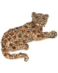Addicted - Mabel Leopard Shaped Brooch Embellished With Crystals & Rhinestones - Lyst