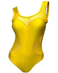 Julia Clancey - Marilyn Mesh Yellow Swim Suit - Lyst