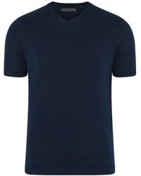 Paul James Knitwear - Superfine Mercerised Cotton Adriano V Neck Knitted T-Shirt - Lyst