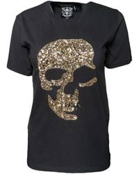 Any Old Iron - Golden Shadow Skull Beaded T-Shirt - Lyst
