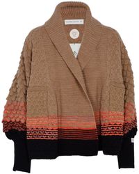 The Extreme Collection - Alpaca And Merino Wool Oversized Chunky Knit Short Cardigan Simonetta In Camel And Black - Lyst
