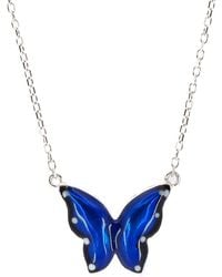 Ebru Jewelry - Sterling Silver Spiritual Blue Enamel Butterfly Necklace - Lyst