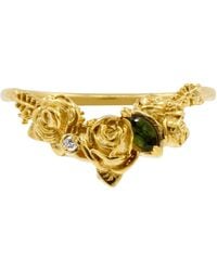 Lee Renee - Rose Chevron Ring Diamond & Tourmaline– Gold - Lyst