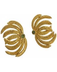 Silver & Elegant Co. - Sculptural Palm Leaf Thick Plated Bronze Earrings - Lyst