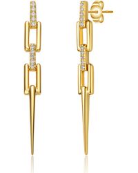 Genevive Jewelry - Sterling Plated Cubic Zirconia Link Drop Earrings - Lyst