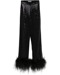 Nissa - Feather-Trimmed Sequined Pants - Lyst