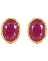 Opium Jewels - Faceted Oval Studs - Lyst