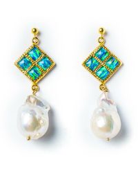EUNOIA Jewels - Sunset Statement Gold Opal And Baroque Freshwater Pearl Earrings - Lyst